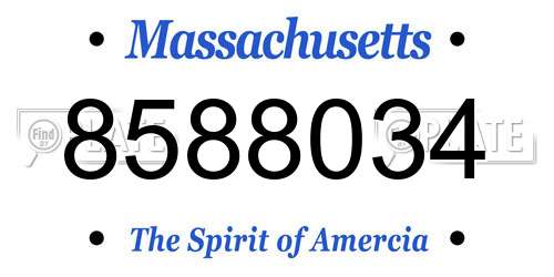 8588034 Massachusetts License Plate
