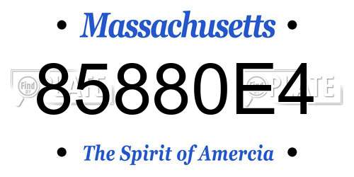 85880E4 Massachusetts License Plate