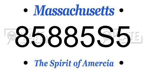 85885S5 Massachusetts License Plate