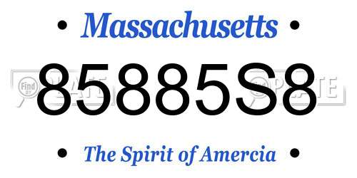 85885S8 Massachusetts License Plate
