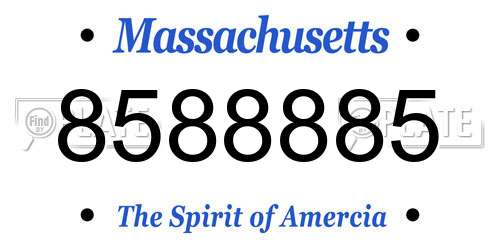 8588885 Massachusetts License Plate