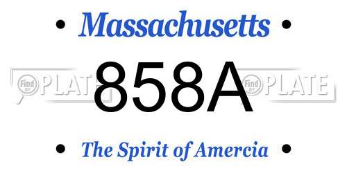 858A Massachusetts License Plate