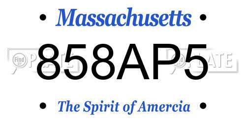 858AP5 Massachusetts License Plate