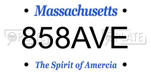 858AVE Massachusetts License Plate