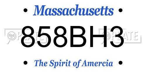 858BH3 Massachusetts License Plate