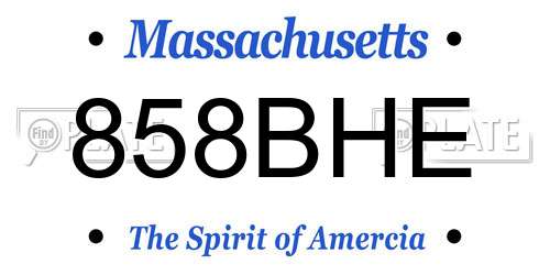 858BHE Massachusetts License Plate