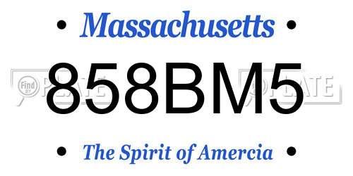 858BM5 Massachusetts License Plate