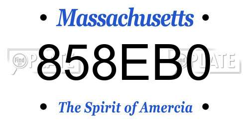 858EB0 Massachusetts License Plate