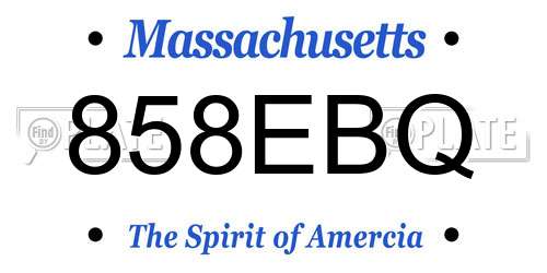 858EBQ Massachusetts License Plate