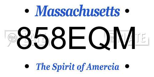 858EQM Massachusetts License Plate