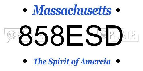 858ESD Massachusetts License Plate