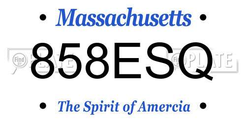 858ESQ Massachusetts License Plate
