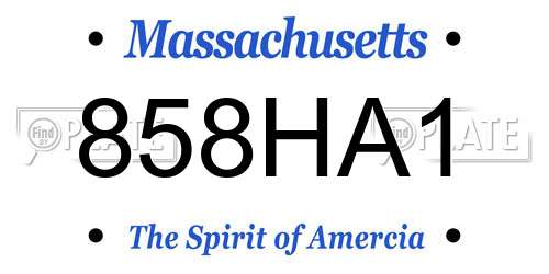 858HA1 Massachusetts License Plate