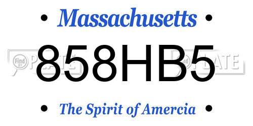 858HB5 Massachusetts License Plate