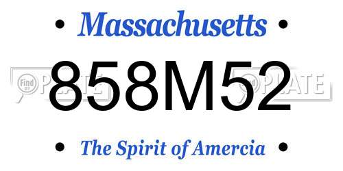 858M52 Massachusetts License Plate