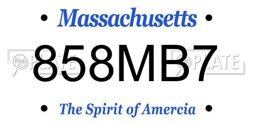 858MB7 Massachusetts License Plate