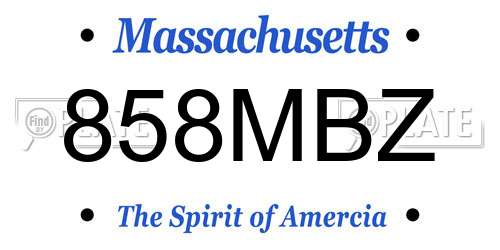 858MBZ Massachusetts License Plate