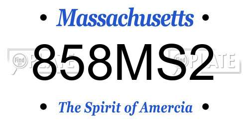 858MS2 Massachusetts License Plate