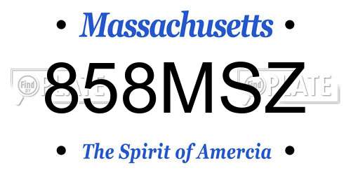 858MSZ Massachusetts License Plate