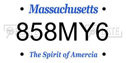 858MY6 Massachusetts License Plate