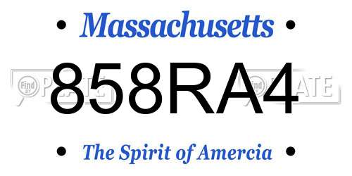 858RA4 Massachusetts License Plate