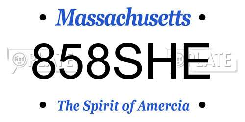 858SHE Massachusetts License Plate