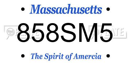 858SM5 Massachusetts License Plate