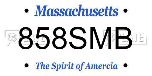 858SMB Massachusetts License Plate