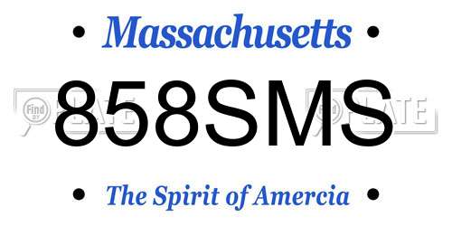 858SMS Massachusetts License Plate