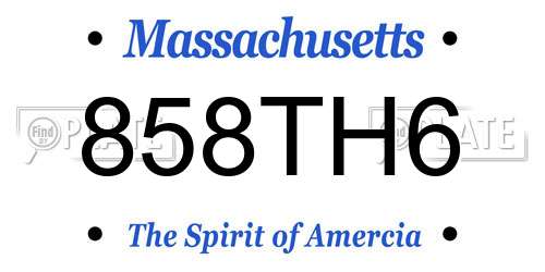 858TH6 Massachusetts License Plate