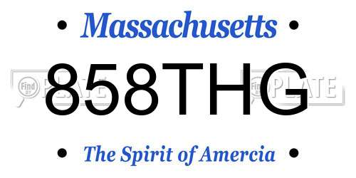 858THG Massachusetts License Plate