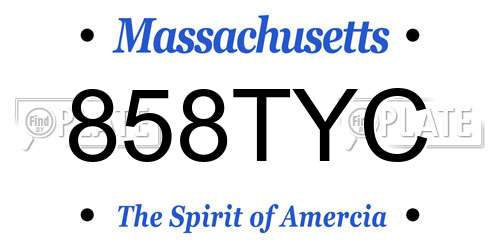 858TYC Massachusetts License Plate