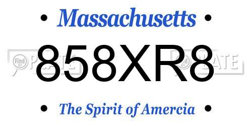 858XR8 Massachusetts License Plate