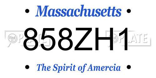 858ZH1 Massachusetts License Plate