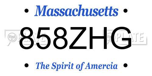 858ZHG Massachusetts License Plate