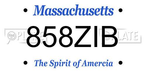 858ZIB Massachusetts License Plate