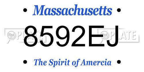 8592EJ Massachusetts License Plate