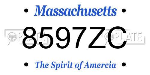 8597ZC Massachusetts License Plate