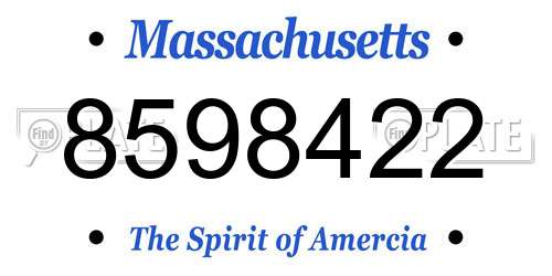 8598422 Massachusetts License Plate