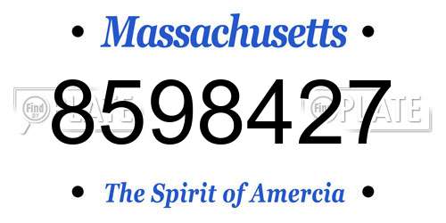8598427 Massachusetts License Plate