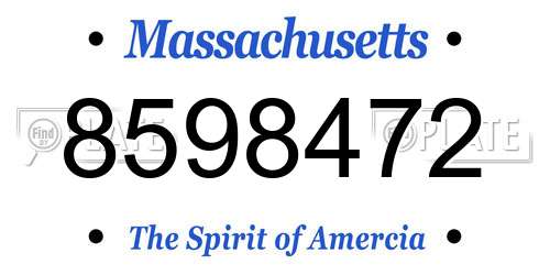 8598472 Massachusetts License Plate