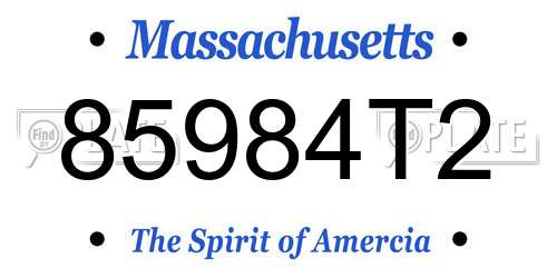 85984T2 Massachusetts License Plate