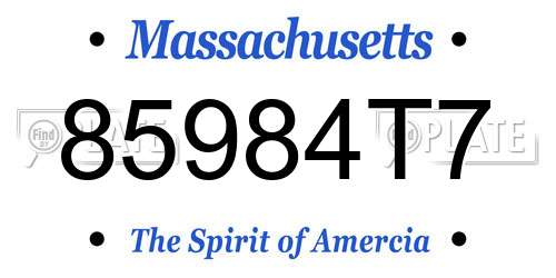 85984T7 Massachusetts License Plate
