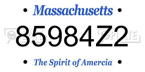 85984Z2 Massachusetts License Plate