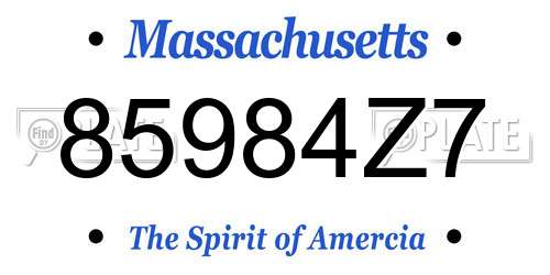 85984Z7 Massachusetts License Plate