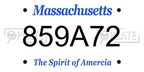 859A72 Massachusetts License Plate