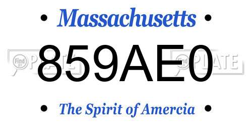 859AE0 Massachusetts License Plate