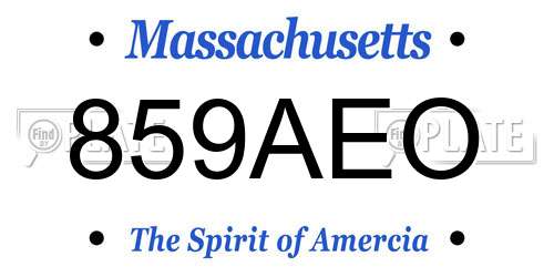 859AEO Massachusetts License Plate