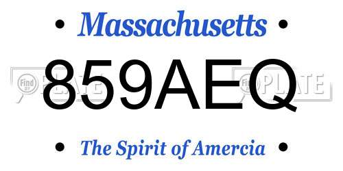859AEQ Massachusetts License Plate