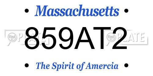 859AT2 Massachusetts License Plate